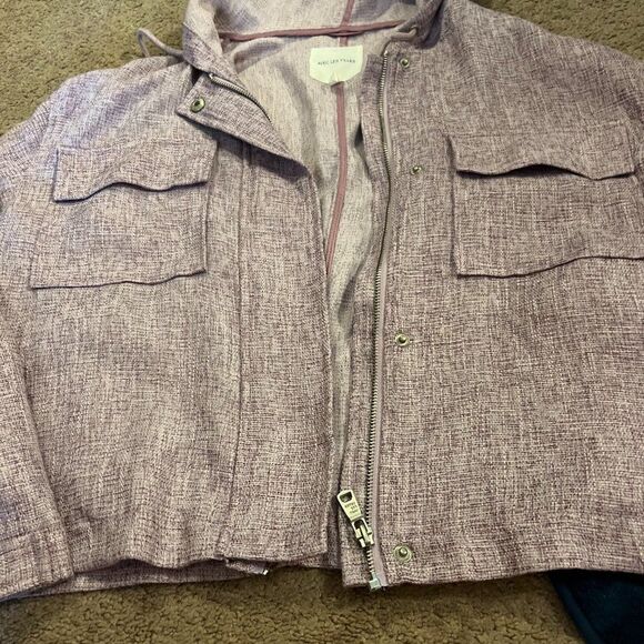 Anthropologie Aves Les Filles Lavender Long sleeve Full Zip Hooded Jacket L - Picture 5 of 8